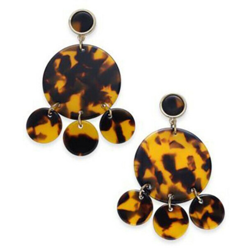 New Inc Gold-Tone Tortoise-Look Circle Chandelier - Picture 1 of 4